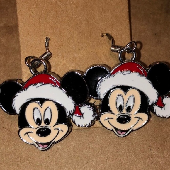 Disney Jewelry - 2/$30 Mickey Mouse w Santa Hat Earrings Stainless Steel Posts Christmas Festive